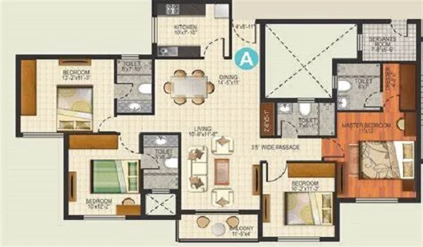 Sobha Sienna 4 BHK Floor Plan Layout